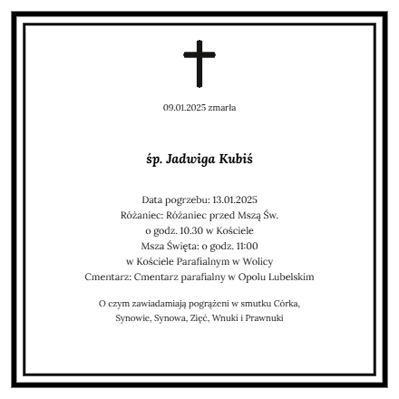 Nekrolog - Jadwiga Kubiś